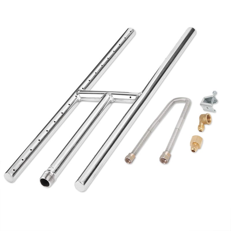 GASPRO 18 x 6 inch Gas Fireplace Burner, Stainless Steel H Burner for Gas Fireplace, Fire Pit, Propane & Natural Gas, Non-Whistle, Easy to Install - Image 1